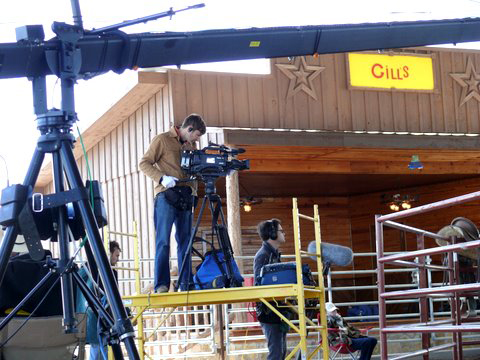 Derek Gildersleeve and Guy Mossman filming colt demonstration. 