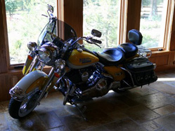 Harley Davidson "art" in Shayne Jackson's foyer