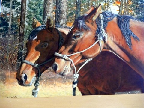 Mary Wood's painting of her horses